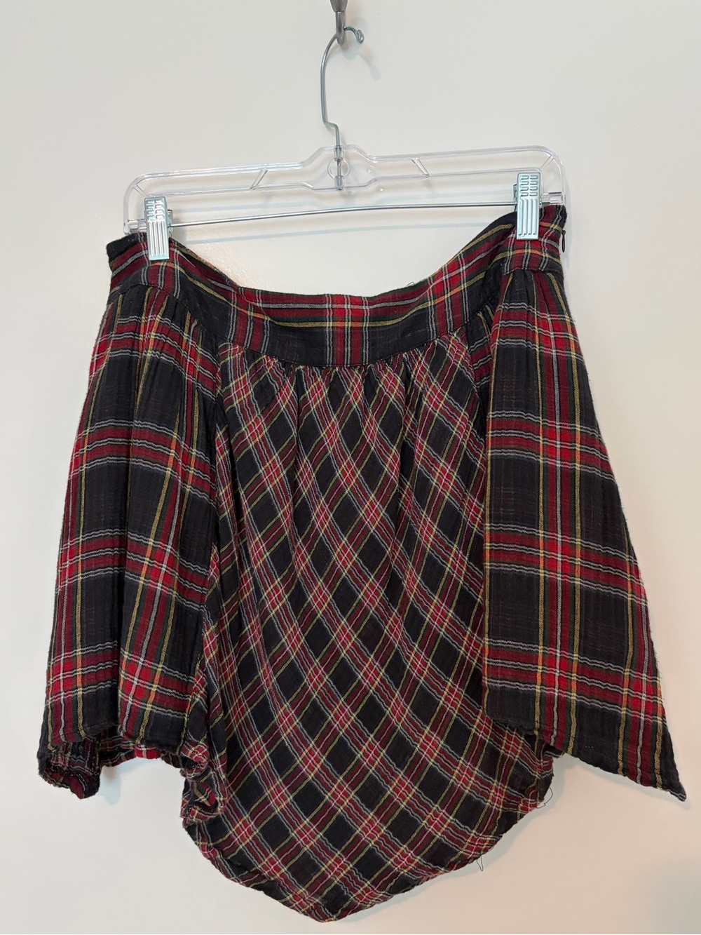 Xhilaration Red and Black Plaid High-Low Skirt